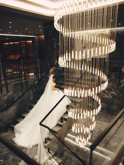DecorBites™ Crystal LED Pendant Chandelier for Modern Luxury Living Room