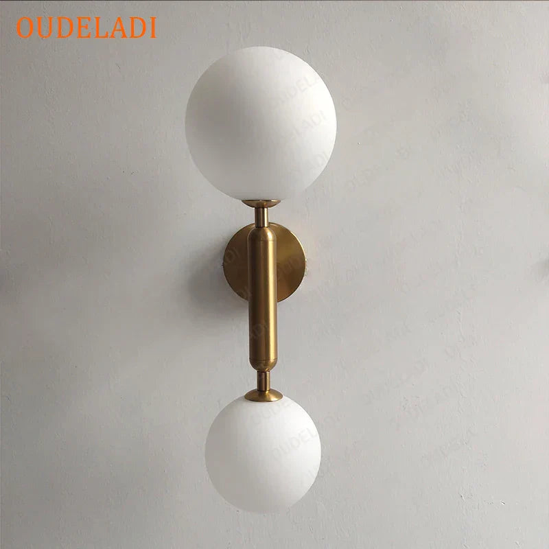 DecorBites™ Golden LED Wall Sconce with Milky Glass Ball, 2 G4 Bulbs