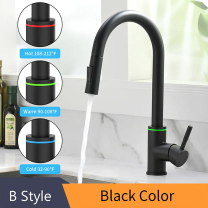 DecorBites™ Gold Kitchen Faucet Single Handle Pull Out Tap Mixer Swivel Water Mixer