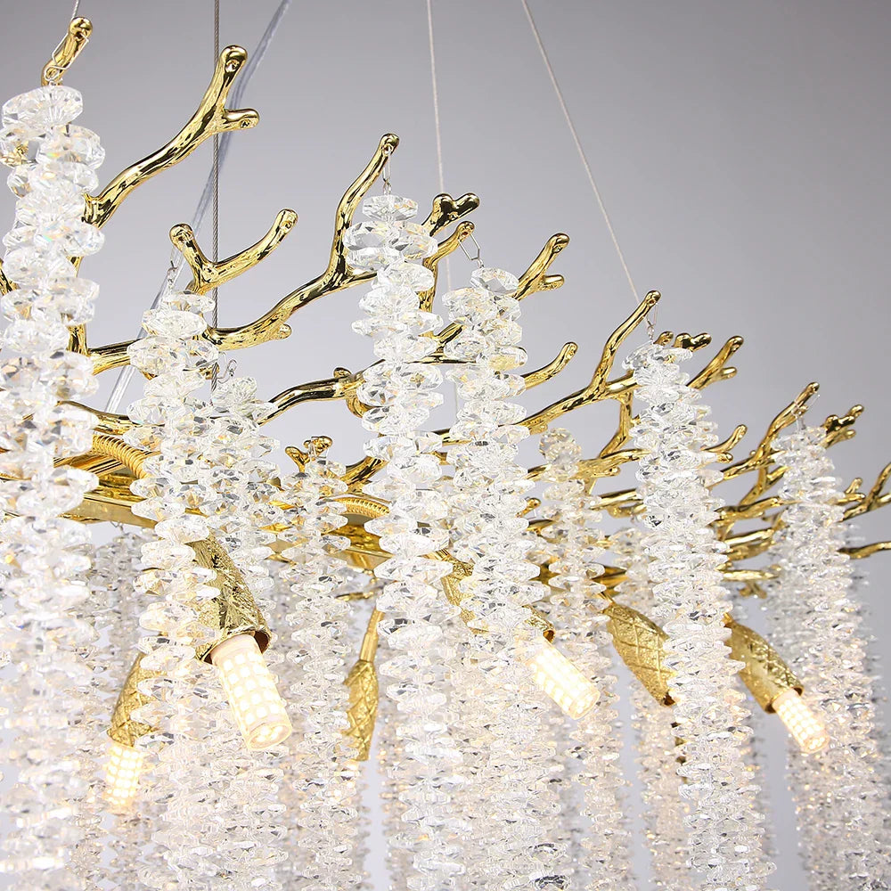 DecorBites™ Crystal Metal Chandelier: Elegant Luxury Hanging Lamp for Home Hotel Decor