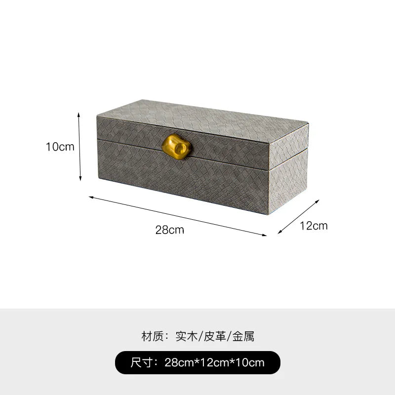 Gold Handle Leather Jewelry Box