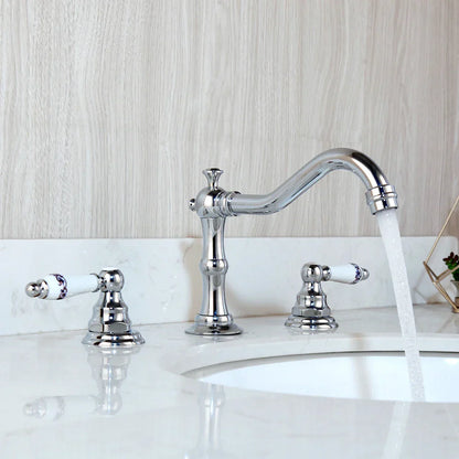 DecorBites™ Dual Handle Basin Faucet in Chrome Solid Brass with Antique Black Finish