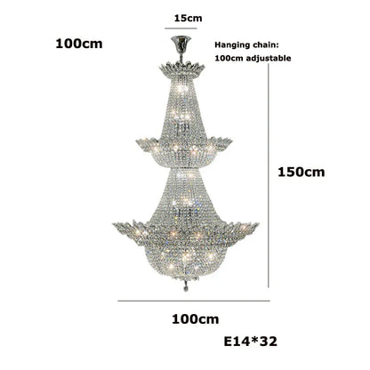 DecorBites™ K9 Crystal Gold Ceiling Chandelier - Trendy Chrome Lighting