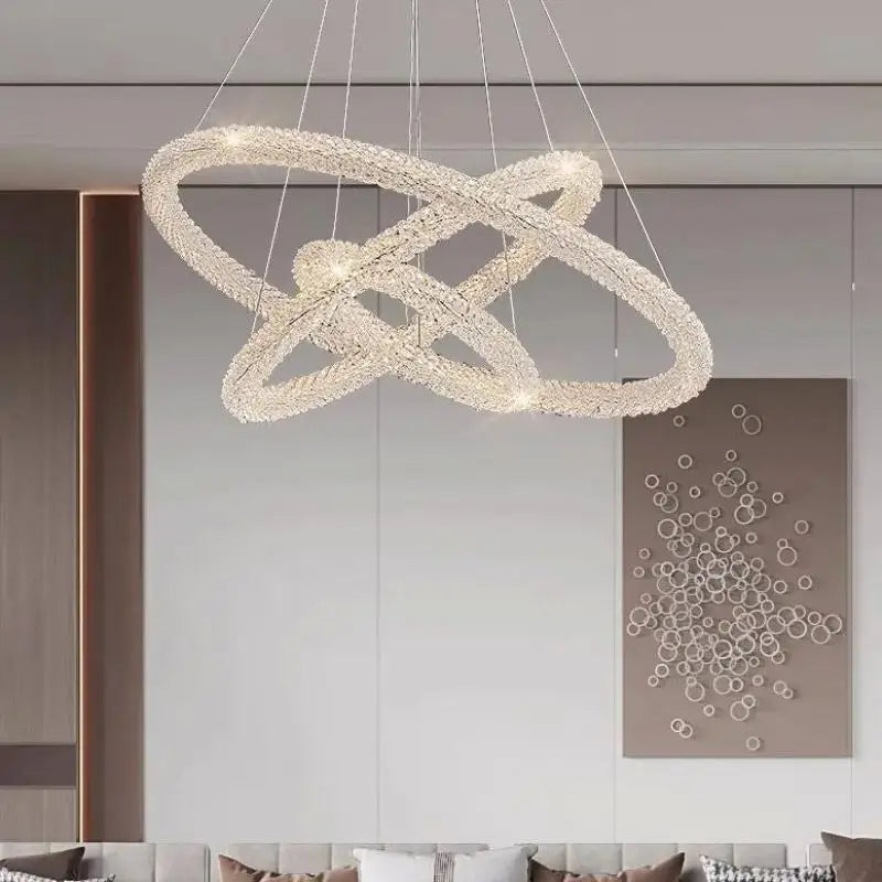 DecorBites™ Crystals Pendant Lights: Modern Dimmable Chandelier for Luxury Living Room, Dining, Bedroom