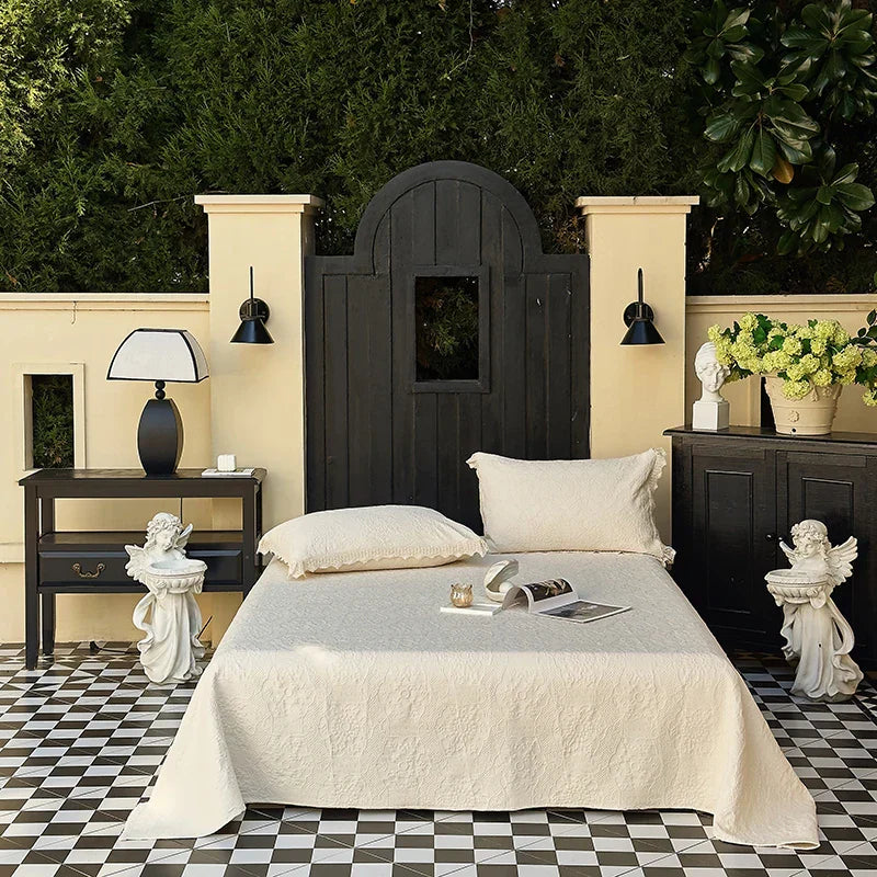 DecorBites™ Cotton Quilted Bedspread Set with Bed Skirt & Pillowcases