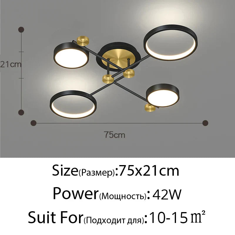 Gold Frame 6-Head Dimmable LED Chandelier