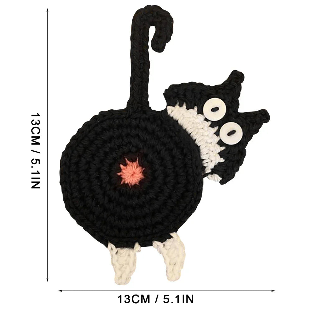 DecorBites™ Cat Butt Coasters: Handmade Funny Kitties Cup Mat - Set of 4
