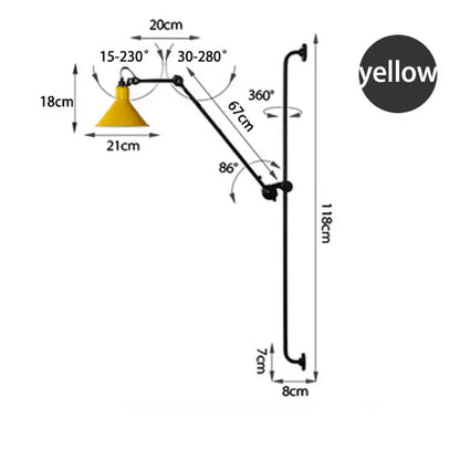 DecorBites™ Industrial Iron Swing Arm Wall Lamp for Bedroom, Living Room, Office Decor