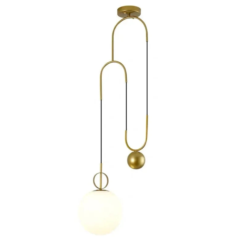 DecorBites™ Glass Ball Pulley Pendant Light: Modern Indoor Hanging Lamp for Living Room & Bedroom