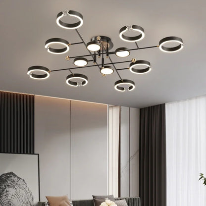 DecorBites™ Gold Plated Chandelier with Remote Control, Crystals Decoration for Living Room