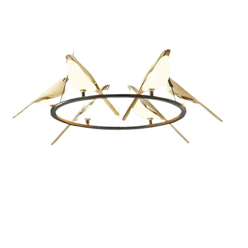 Modern Magpie Bird Pendant Light in Iron Finish