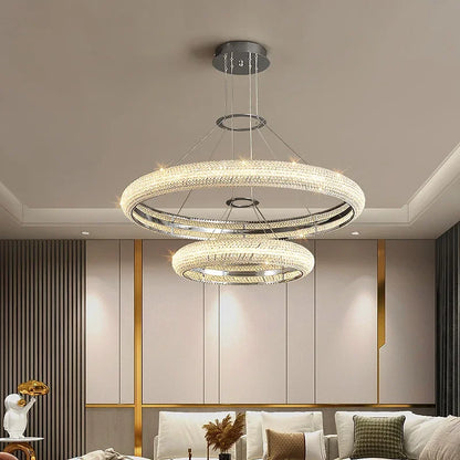 DecorBites™ Elegant Chrome Crystal Chandelier for Dining Room Living Room Bedroom Hallway