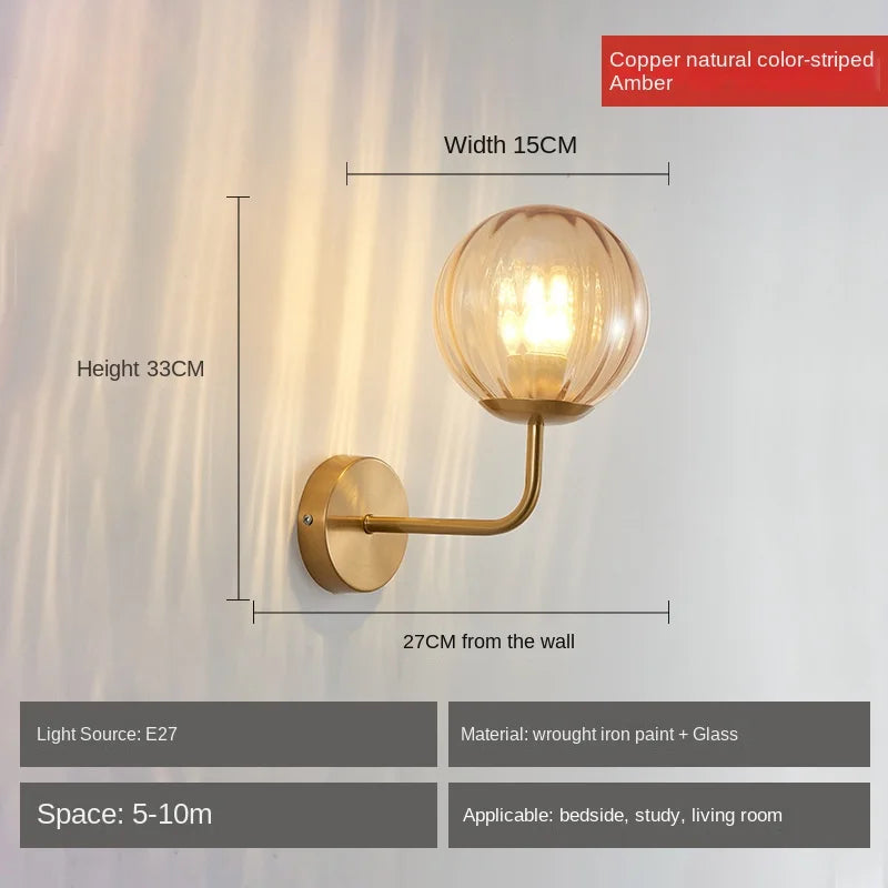 DecorBites™ Glass Ball LED Wall Lamp: Gold Nordic Minimalist Sconces Lighting Bedroom Decor Fixtures