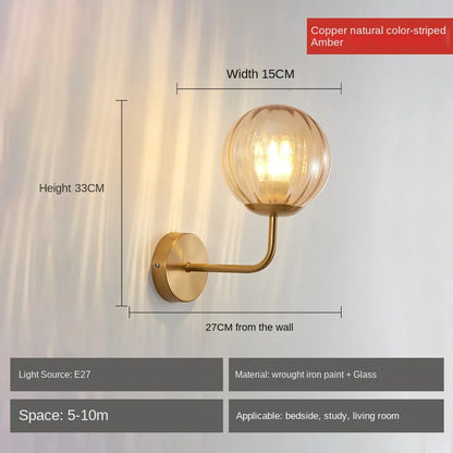 DecorBites™ Glass Ball LED Wall Lamp: Gold Nordic Minimalist Sconces Lighting Bedroom Decor Fixtures