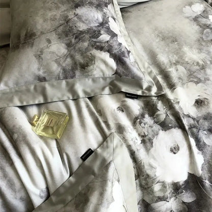DecorBites™ Flowers Pattern Brushed Bedding Set: Duvet Cover, Bed Sheet, Fitted Sheet, Pillowcase 4Pcs