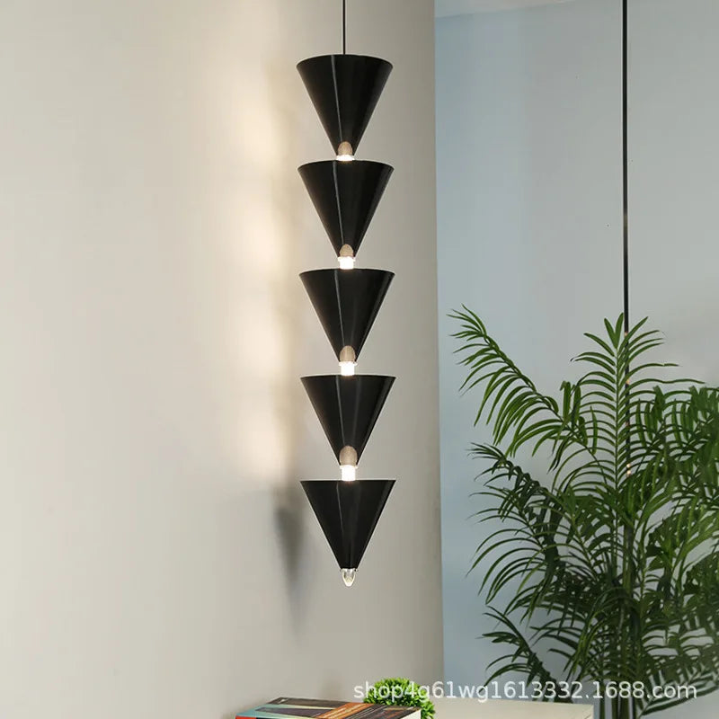 Gold Cone Pendant Lamp 5-Light LED Design