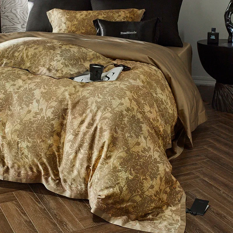 DecorBites™ Cotton Bedding Set King Queen Full Print Sheet Cover Pillowcase Linens
