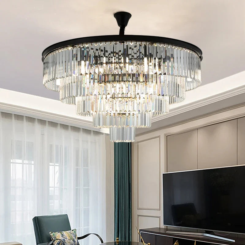 DecorBites™ Crystal Gold Chandelier: Modern Living Room Bedroom Decor Lighting