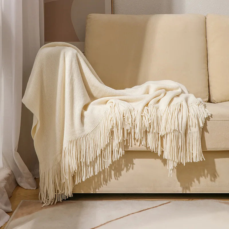DecorBites™ Knitted Cashmere Siesta Blanket - Soft Sofa Throw & Bedding Blanket