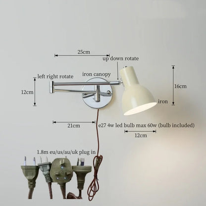 DecorBites™ Cream LED Swing Arm Wall Lamp for Living Room Bedroom Mirror Stair Light