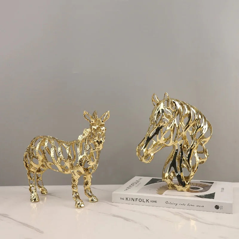 DecorBites™ Golden Openwork Animal Sculpture Set for Home Decoration
