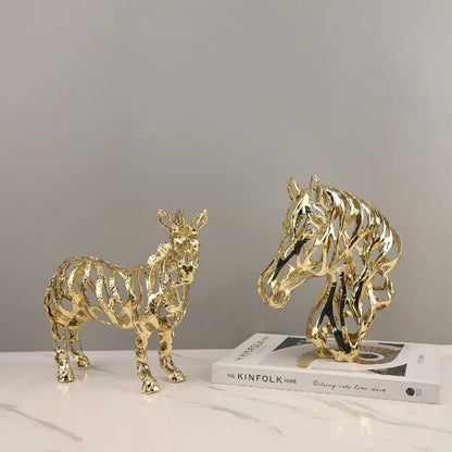 DecorBites™ Golden Openwork Animal Sculpture Set for Home Decoration