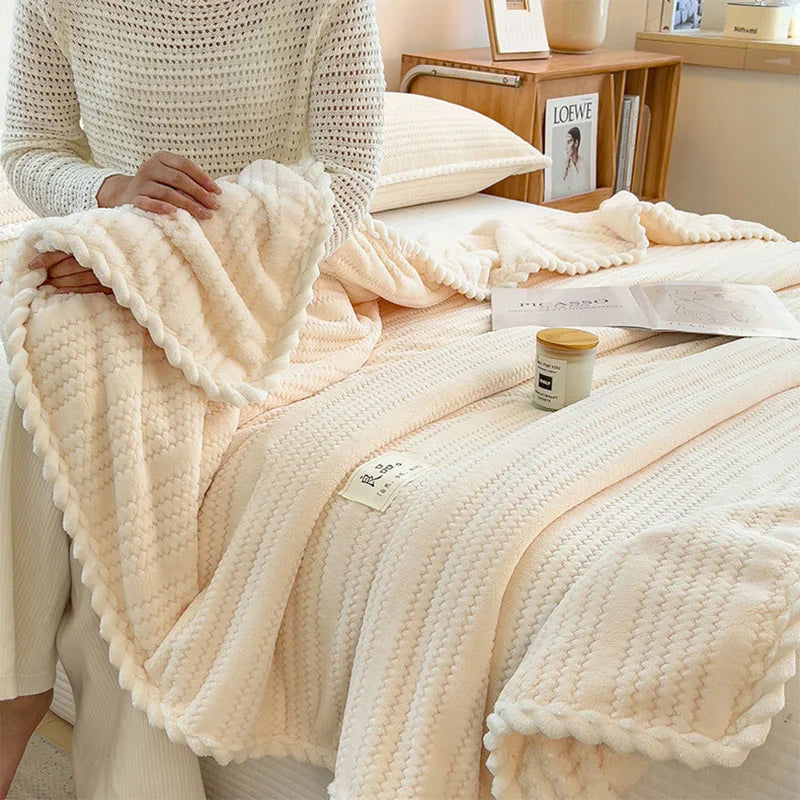 DecorBites™ Double Sided Jacquard Milk Velvet Blanket - Winter Warm Sofa Cover
