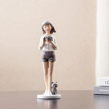 DecorBites™ Kawaii Girl Figurine Sculpture for Room Decor and Desk Accessories