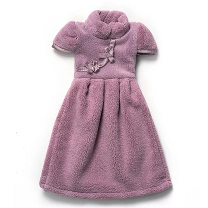 DecorBites™ Coral Fleece Cheongsam Hand Towel: Soft, Absorbent, Quick-Drying For Household & Wall Mount