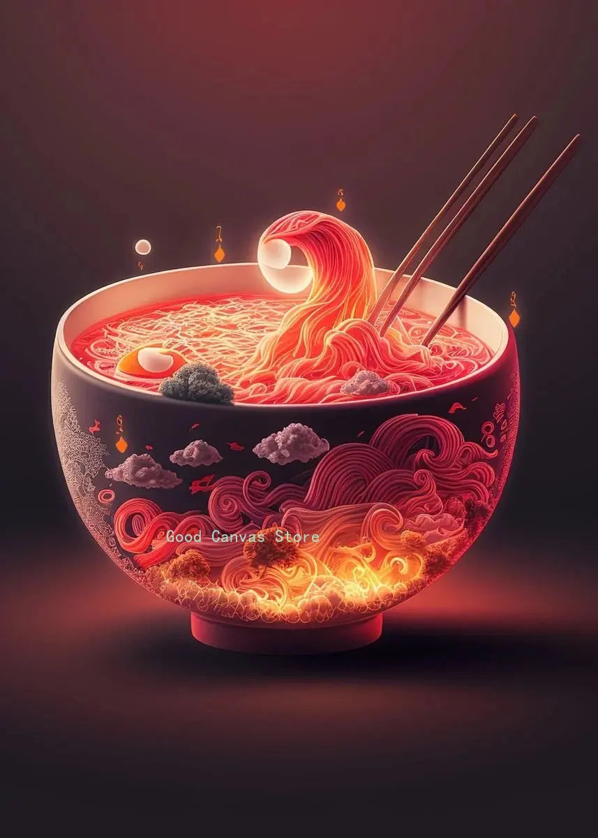 Neon Food Canvas Art
