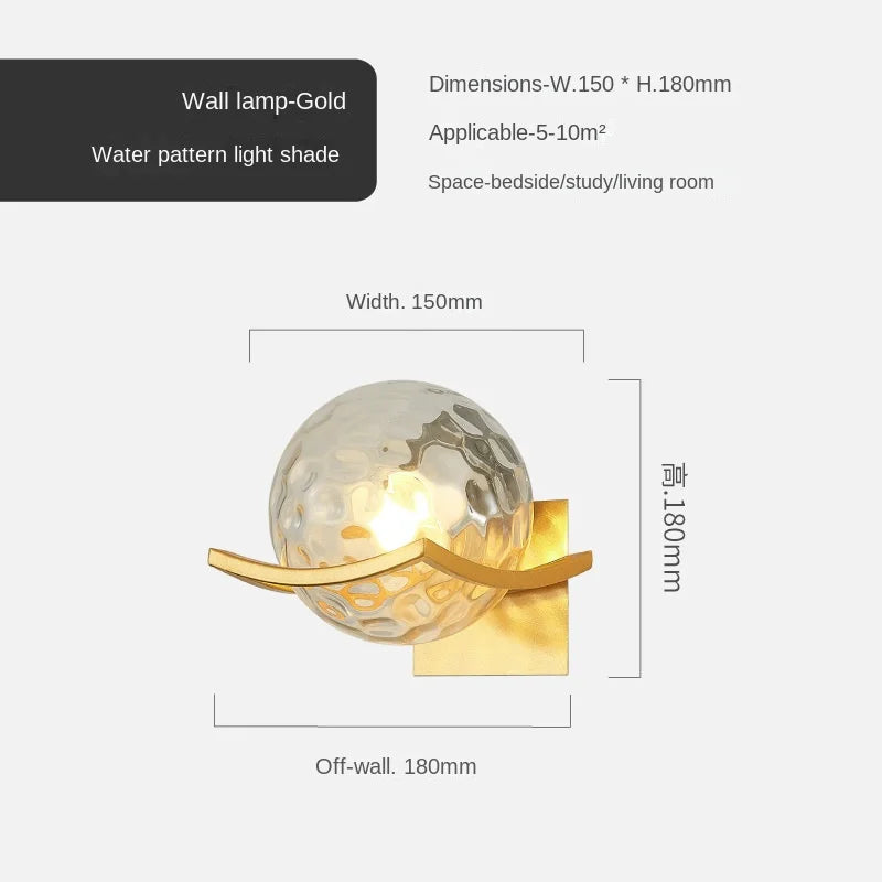 Gold Glass Ball Wall Lamp Sleek Modern Design