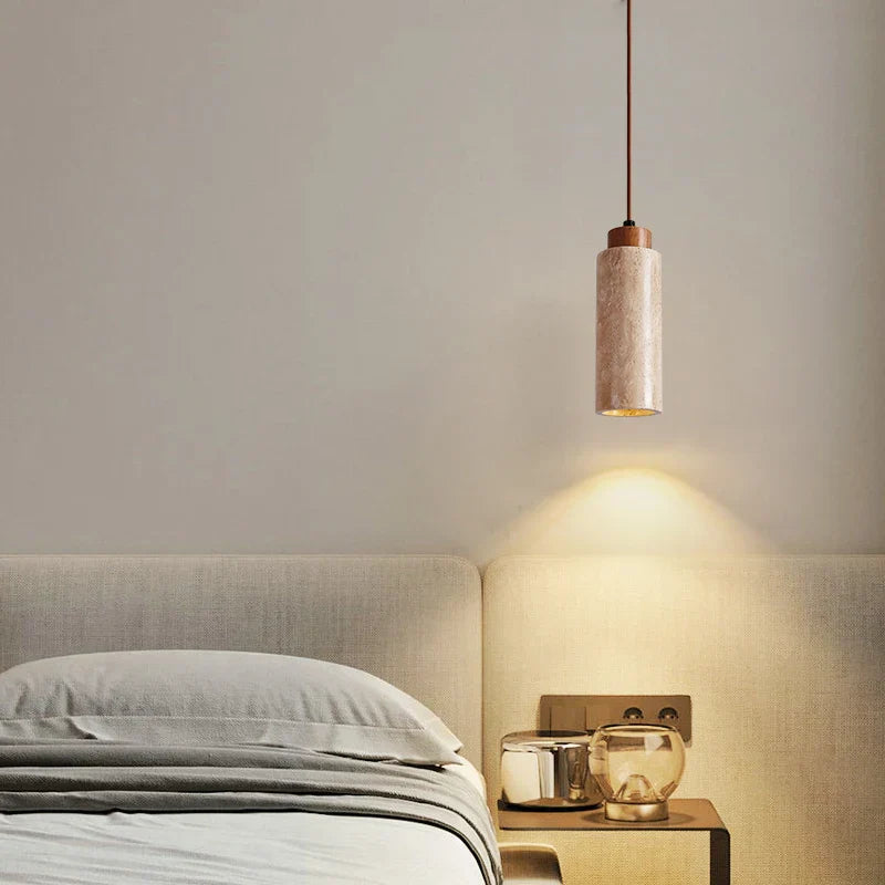 Travertine Stone Pendant Lamp Wabi Sabi Style