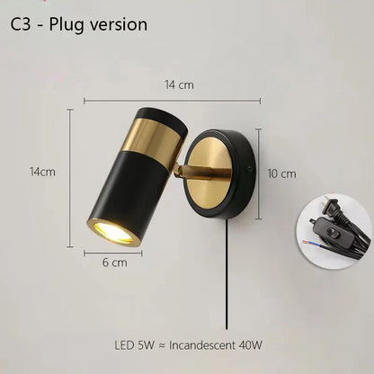 DecorBites™ Adjustable Nordic LED Wall Lamp for Bedroom, Modern Minimalist Rotating Light