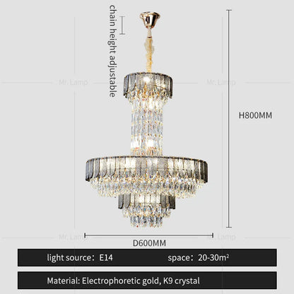 DecorBites™ Crystal Chandelier: Postmodern Multi-layer Luxury for Living Room, Hotel Lobby, and Villa