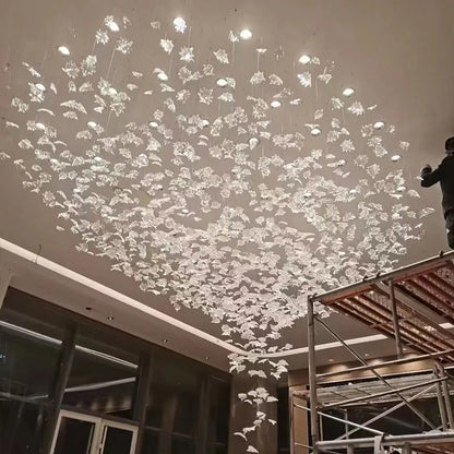 DecorBites™ Glass High Ceiling LED Chandeliers Modern Living Room Luxury Design