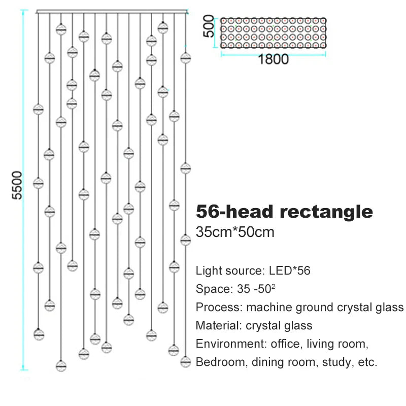 DecorBites™ Crystal Ball Chandelier Pendant Light for Staircase Hallway Bar Décor