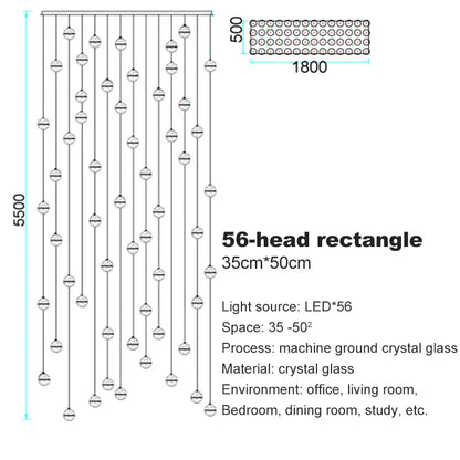 DecorBites™ Crystal Ball Chandelier Pendant Light for Staircase Hallway Bar Décor