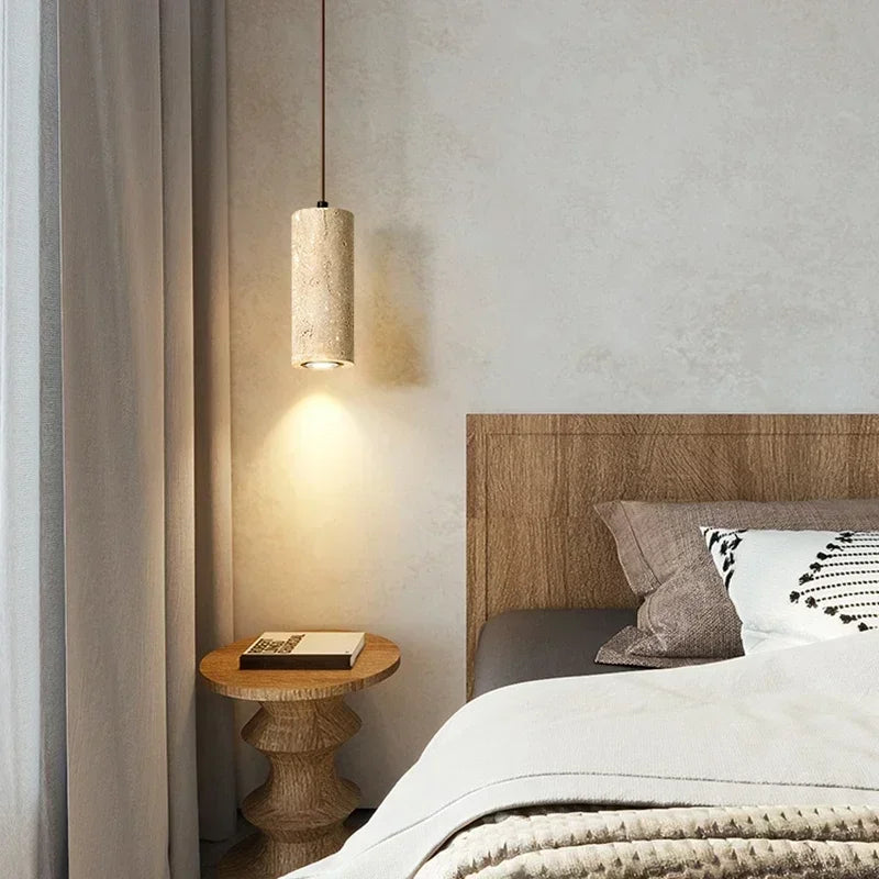 Yellow Travertine Retro Marble Pendant Light