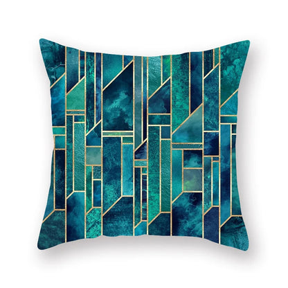 DecorBites™ Geometric Leaf Flower Pillowcase Teal Blue Sofa Car Home Decor Throw Cover