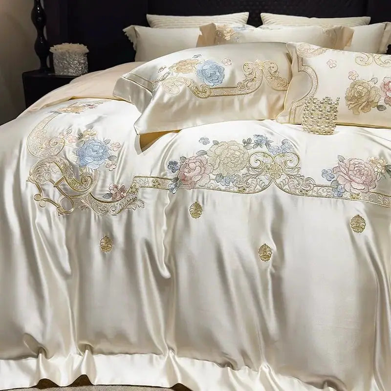 Cream Brocade Bedding Set