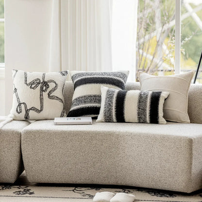 DecorBites™ Knitted Crochet Cushion Cover Black Gray White Nordic Simple Luxury Pillowcase