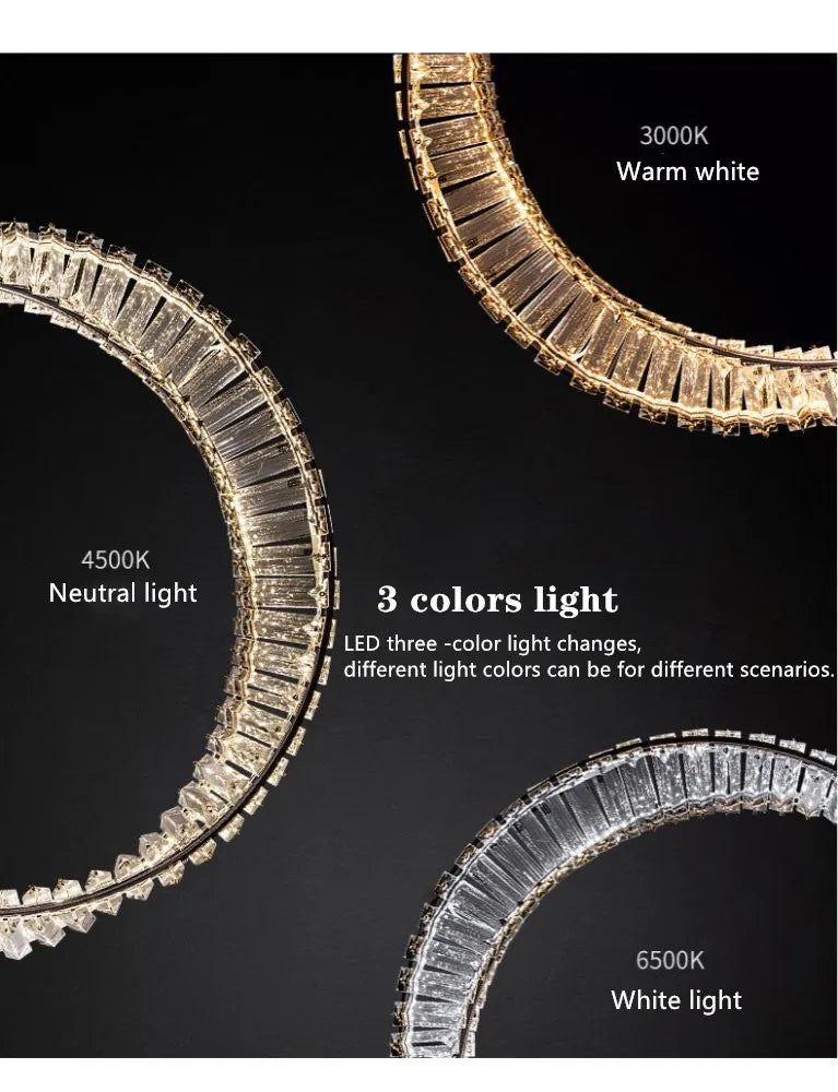DecorBites™ Crystal Ring Ceiling Lamp - Modern Luxury LED Chandelier for Master Bedroom & Living Room