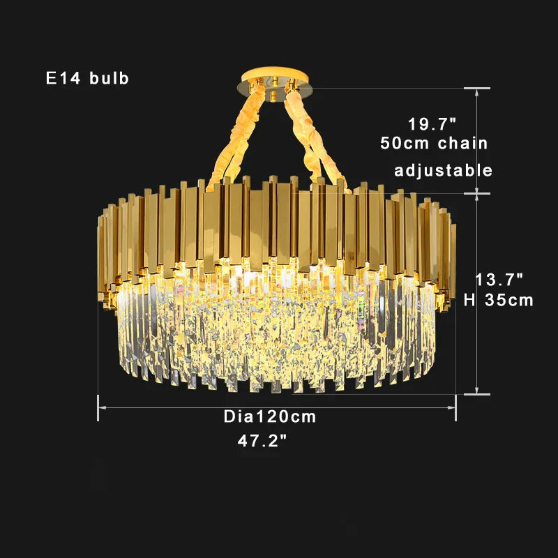 Gold Crystal Ceiling Chandelier 2-Layer Dia150cm