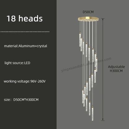 DecorBites™ Golden LED Crystal Chandelier for Living Room Staircase