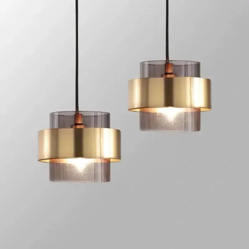 DecorBites™ Gold Wrought Iron Glass Shade Pendant Light for Restaurant Coffee Bar