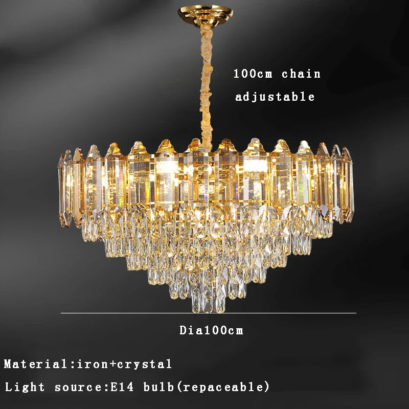 Gold Amber Crystal Chandelier Dia150cm Living Room
