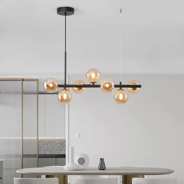 Gold Glass Ball Pendant 11-Light Smoky Gray