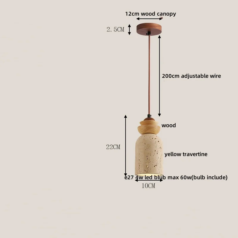 Aluminum LED Pendant Light Travertine E27 Base