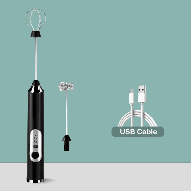 DecorBites™ Electric Milk Frother Mixer 3-Speeds Whisk Blender Foamer Egg Beater
