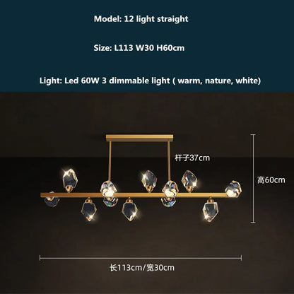 DecorBites™ Copper LED 3-Light Dimmable Crystal Chandelier